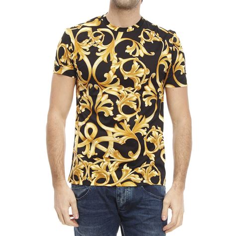 versace t shirts cheap gold blue white|versace t shirt men price.